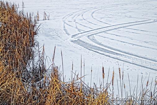 Tracks On Ice_DSCF03825.jpg - Photographed along the Rideau Canal Waterway near Smiths Falls, Ontario, Canada.